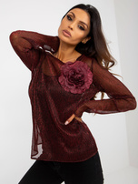 Hurt red-black shiny dress blouse with a top.