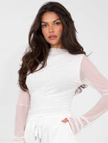 Biała drapowana bluzka z marszczeniami