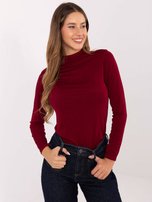 Bordowa bluzka z długim rękawem RUE PARIS 