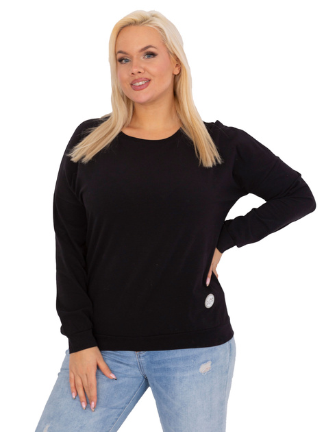Hurtownia Czarna bawełniana bluzka plus size
