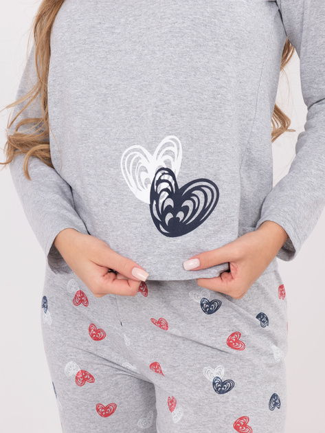 Szara dwuczęściowa piżama z bawełny