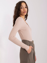 Hurt Beżowa bluzka z usztywnianym dekoltem BASIC FEEL GOOD