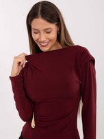 Bordowa wizytowa bluzka z drapowaniem