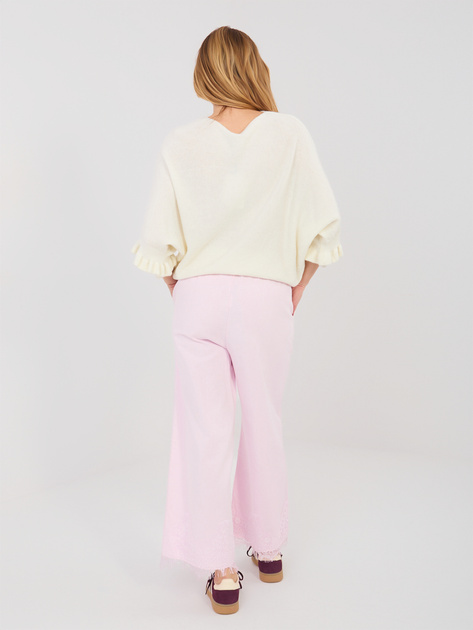 Jasnoróżowe jeansowe spodnie od kompletu RUE PARIS