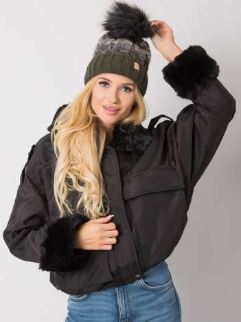Khaki winter hat with tassel Ally RUE PARIS