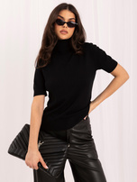 Schwarzer Damen-Basic-Pullover mit Rollkragen.