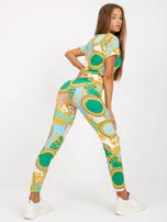 Hurt Zielony dopasowany komplet casualowy z legginsami