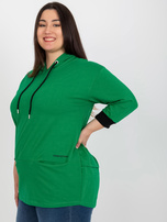 Hurt Zielona bawełniana bluza plus size z napisem