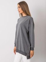 Dark gray melange basic sweatshirt without a hood Rhiannon.