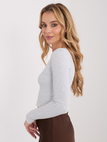 Jasnoszara krótka bluzka basic z bawełny 