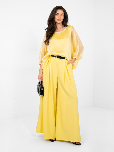 Żółta elegancka bluzka o kroju nietoperza