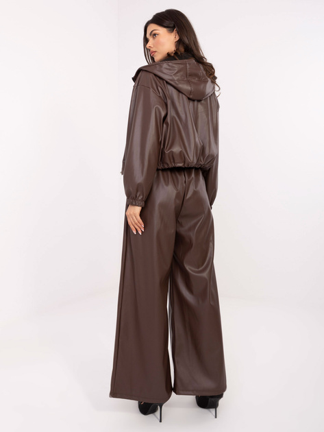 Brązowe skórzane spodnie z paskiem RUE PARIS