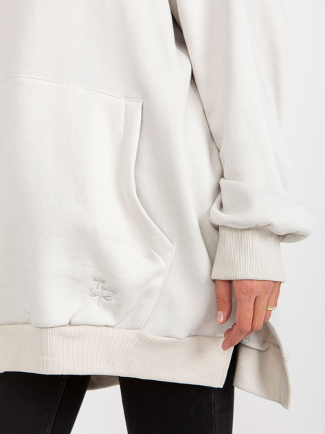 Hurt Jasnoszara długa bluza oversize z kapturem MAYFLIES