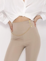 Beżowe damskie legginsy high waist