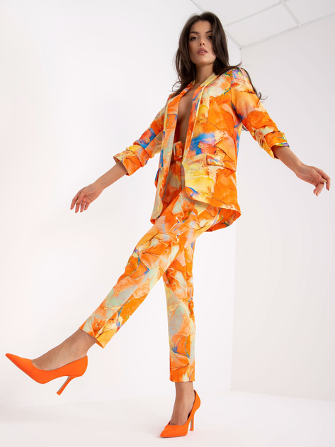 Pomarańczowa damska marynarka z printami