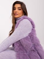 Hurtownia Jasnofioletowa futrzana kamizelka z kieszeniami