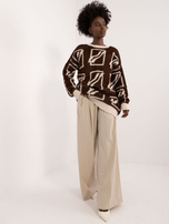 Hurt Ciemnobrązowy sweter oversize z wełną