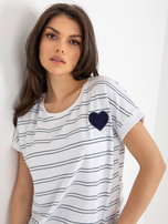 Hurtownia Biało-granatowa bawełniana bluzka w paski