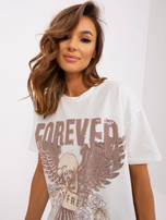 Hurt Ecru bawełniany t-shirt z nadrukiem OCH BELLA