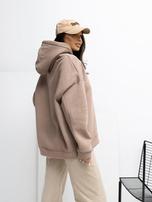 Ciemnobeżowa bluza basic z naszywką RUE PARIS 