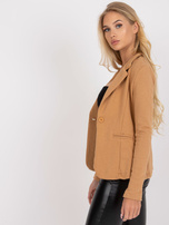 Camelowy dresowy żakiet z długim rękawem 