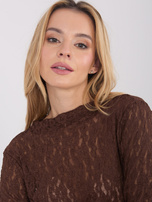 Brązowa przezroczysta bluzka z koronki 