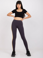 Grafitowo-złote legginsy Rissa RUE PARIS