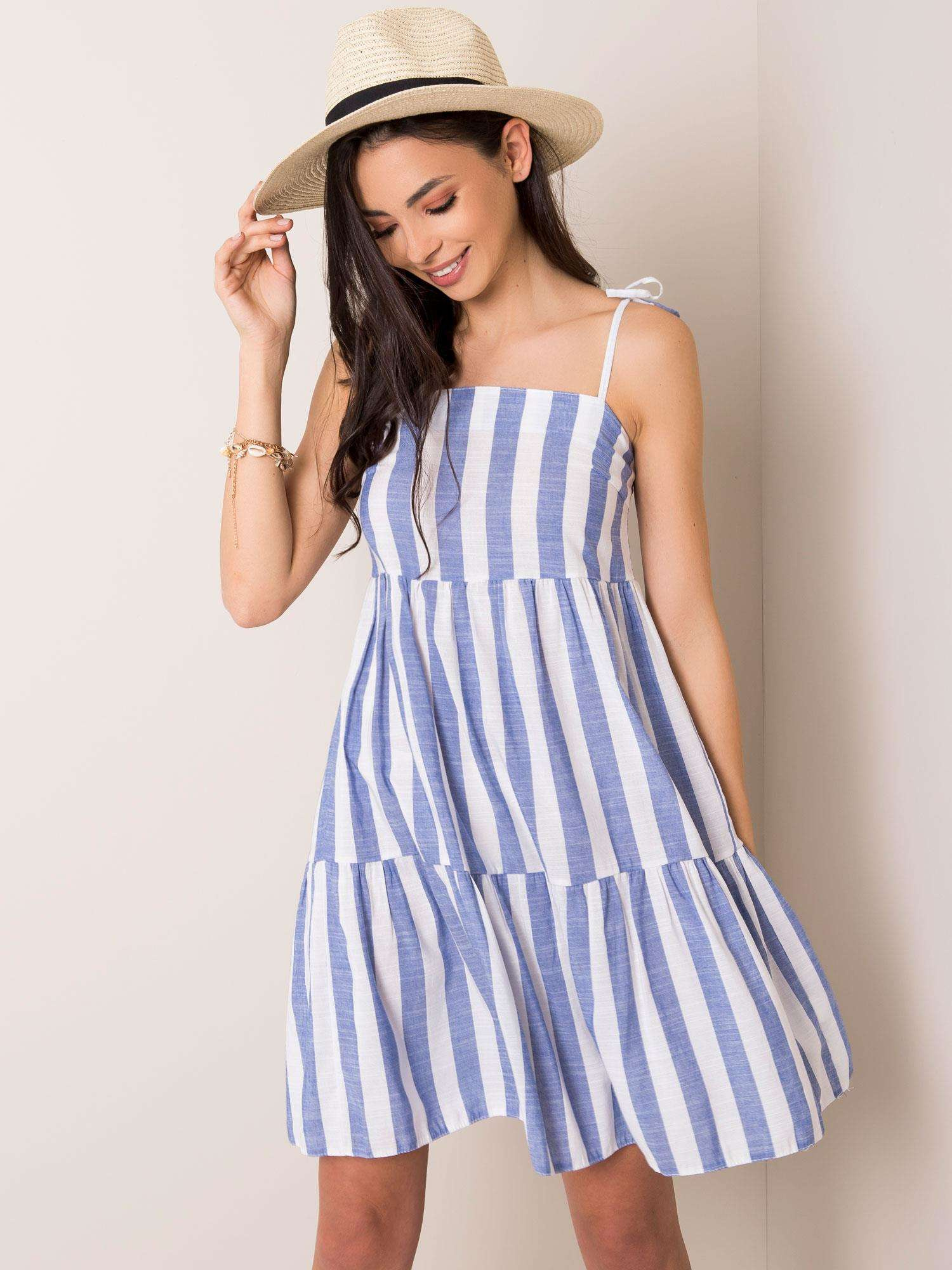 Weiß-blaue Semille-Kleid