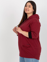 Hurtownia Bordowa damska bluza plus size z napisem