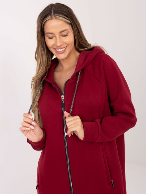 Bordowa rozpinana bluza oversize