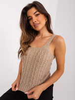 Hurt Ciemnobeżowy dwuczęściowy komplet z dzianiny