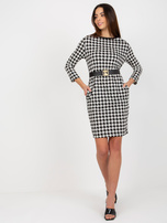Hurt Black and white elegant cocktail dress with a belt OCH BELLA.