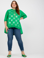 Zielona asymetryczna bluzka plus size z aplikacją