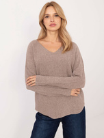 Hurtownia Ciemnobeżowy dwustronny sweter basic