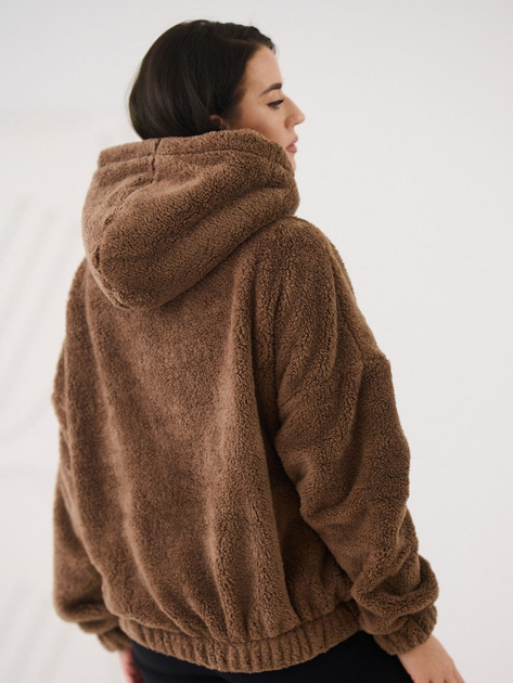 Ciemnobeżowa bluza kangurka z kapturem