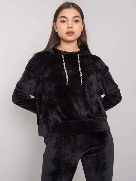 Czarny komplet welurowy ze spodniami Chanya