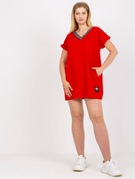 Czerwona bluzka plus size z krótkim rękawem