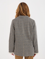 Czarno-żółta marynarka w drobną kratkę tweedową