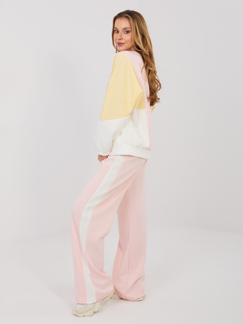 Jasnoróżowe dresowe spodnie z lampasami RUE PARIS 