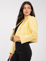 Jasnożółta skórzana marynarka z podszewką RUE PARIS 