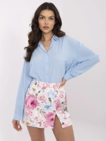 Różowo-ecru spódnico-spodenki w kwiaty