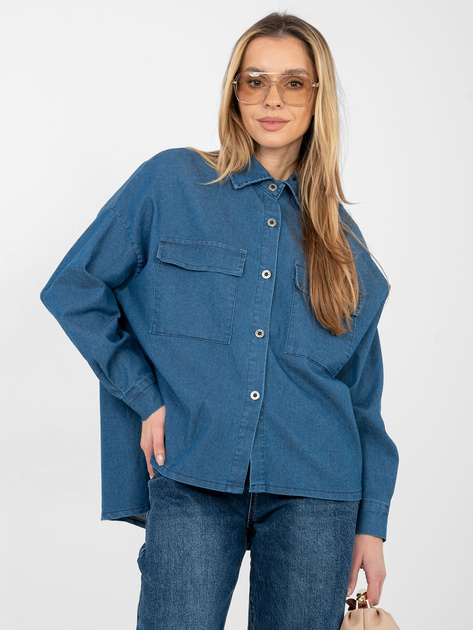 Niebieska jeansowa koszula z dłuższym tyłem