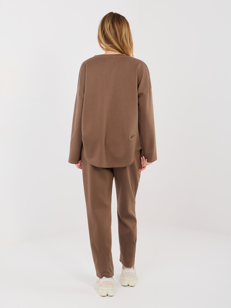Brązowy dresowy komplet z naszywkami RUE PARIS