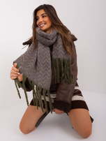 Hurtownia Khaki-fioletowy damski dzianinowy szal zimowy