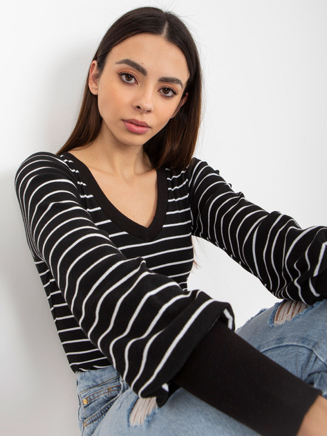 Hurt Czarno-biała dopasowana bluzka w prążek BASIC FEEL GOOD