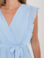 Jasnoniebieska rozkloszowana sukienka bez rękawów RUE PARIS