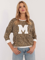 Hurt Ecru-beżowa panterkowa bluzka z naszywką 