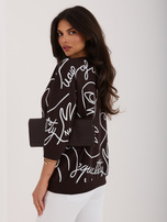 Czekoladowa damska bluzka z napisami RUE PARIS 