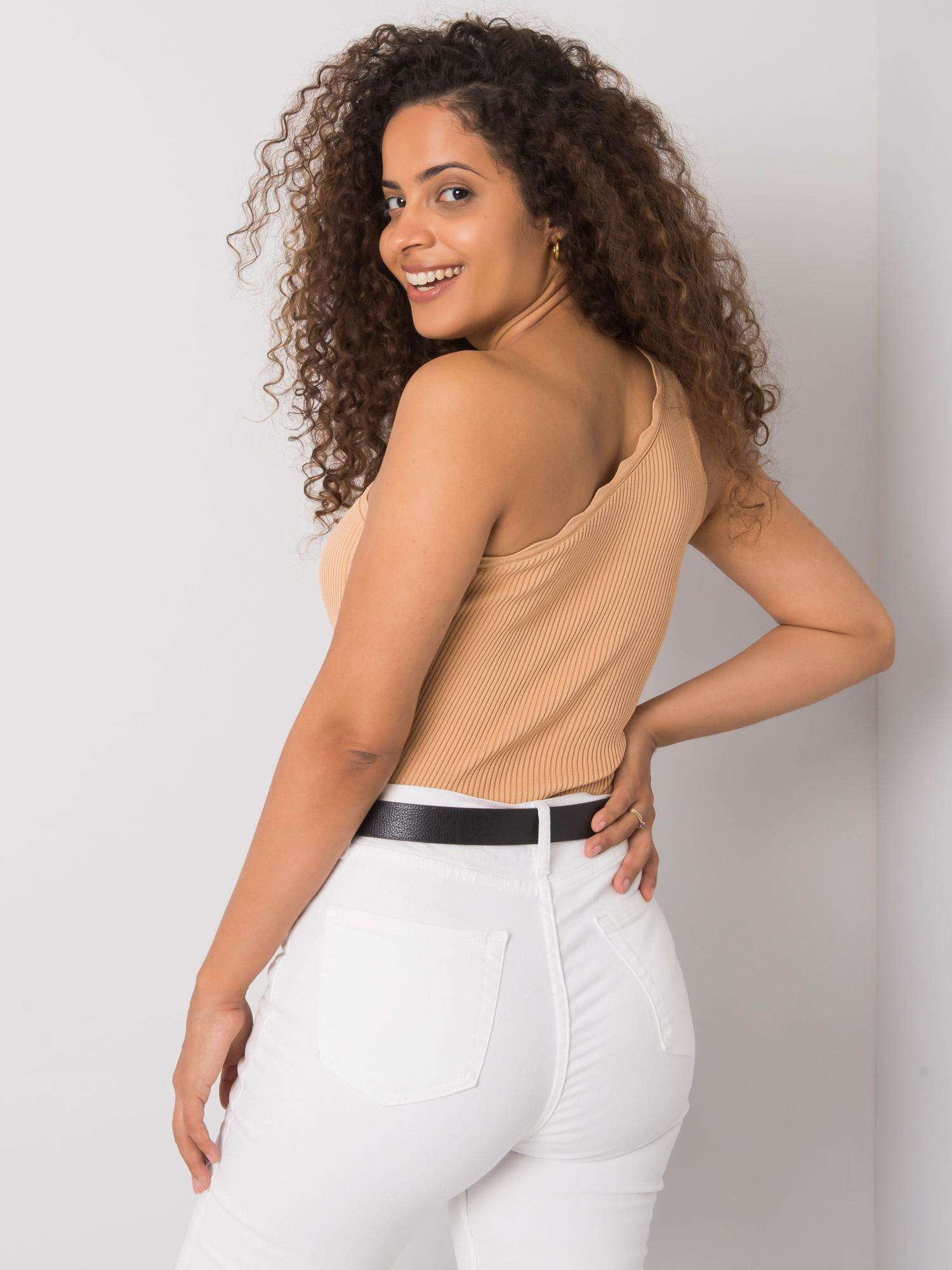 Haisley one-shoulder camel top