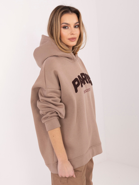 Ciemnobeżowa dresowa bluza z kapturem RUE PARIS